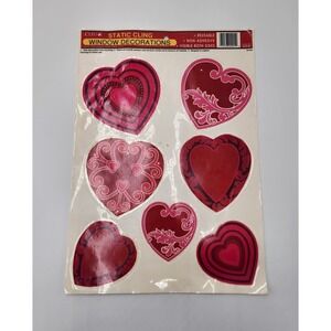 VINTAGE WINDOW CLINGS HEARTS VALENTINES DAY
